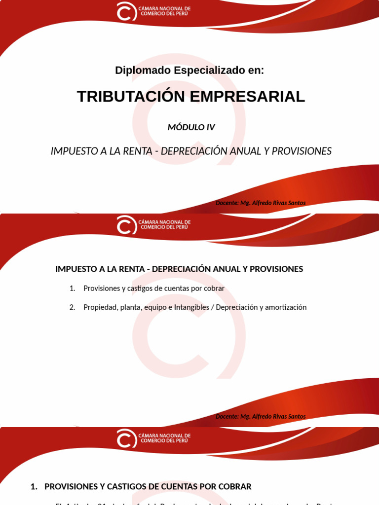TEM-IV Impuesto A La Renta, Depreciación Anual y Provisiones | PDF ...