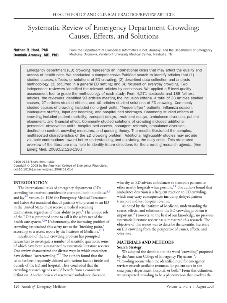 Systematic Review of ED Crowding Issues | PDF | Emergency Department ...