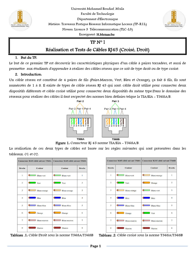 Réalisation de Câbles RJ45: Guide Pratique | PDF | Ordinateurs