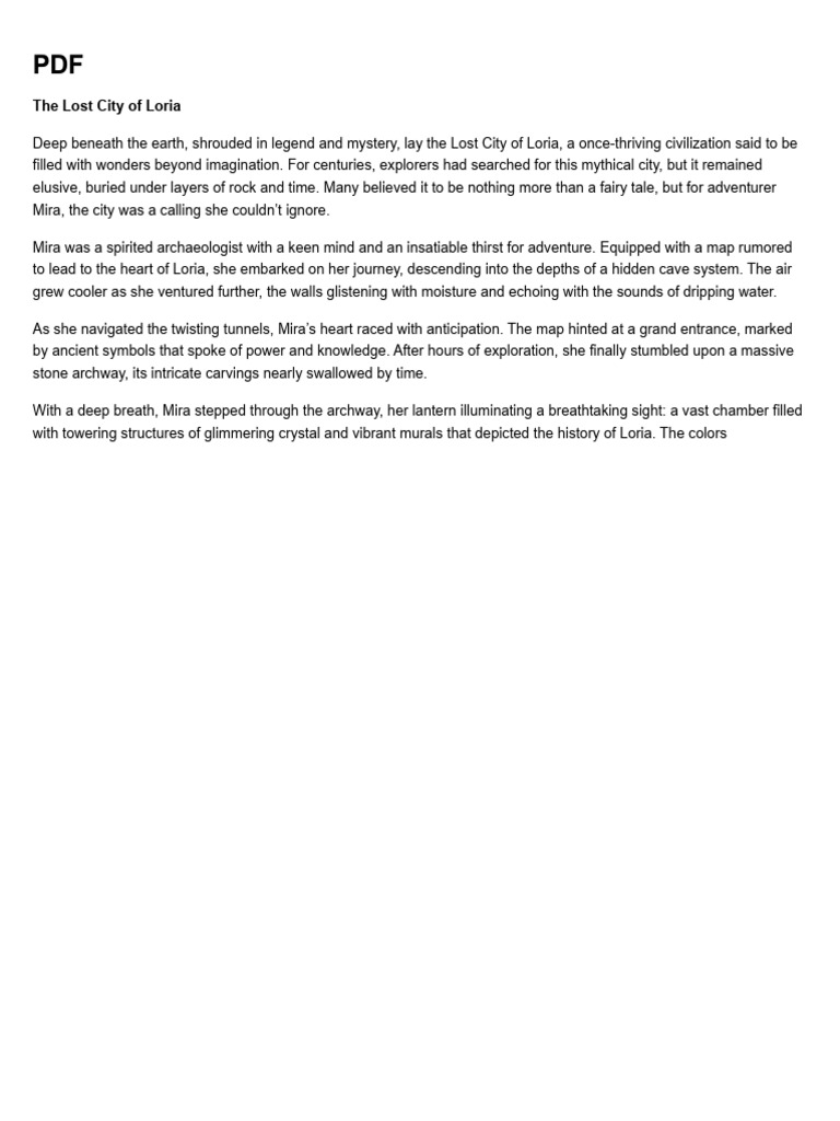 The Lost City of Loria | PDF