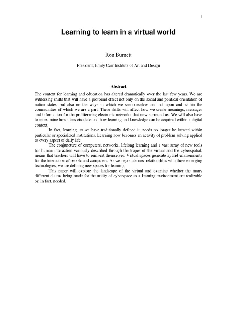 Virtual Learning and Education Evolution | PDF | Thought | Learning