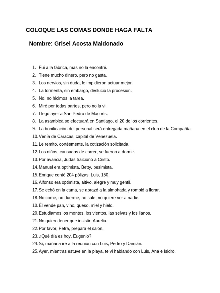 PrÃ¡ctica Larga de La Coma | PDF
