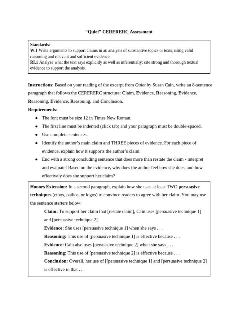 Conner VanDeHey - Quiet CER Analysis | PDF | Extraversion And ...