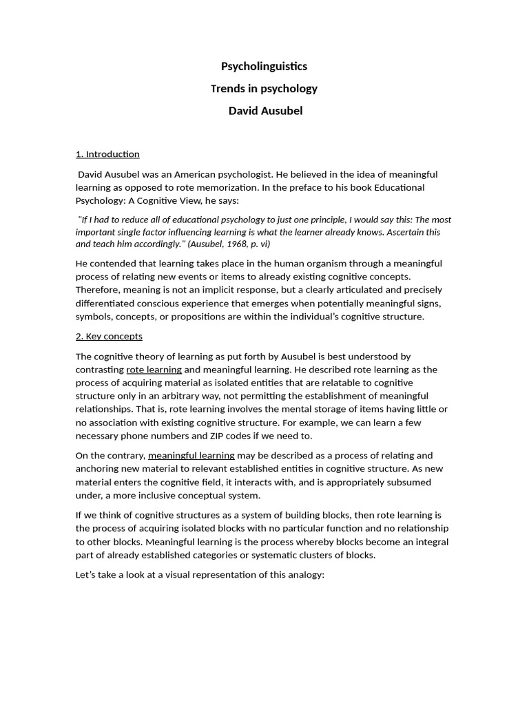 Psycholinguistics TIP HANDOUT | PDF | Learning | Cognitive Science