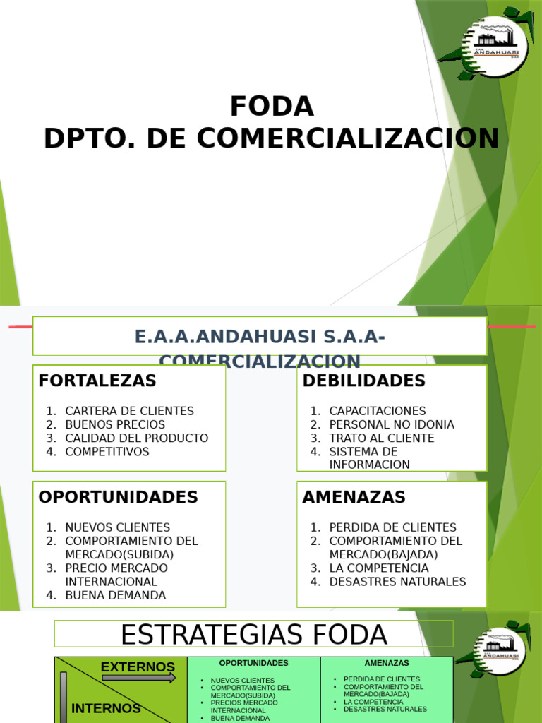 Análisis FODA de Comercialización S.A. | PDF | Marketing | Análisis FODA