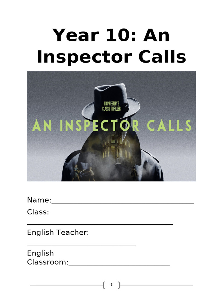 An Inspector Calls: Year 10 Worksheets | PDF