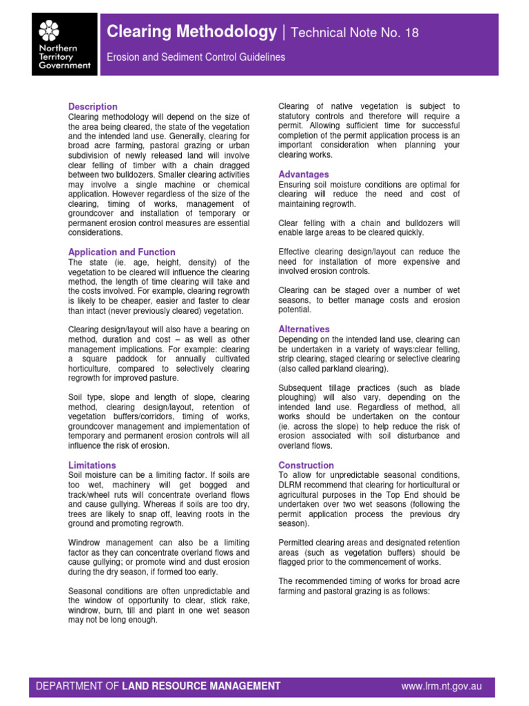 Clearing Methodology | PDF | Soil | Surface Runoff