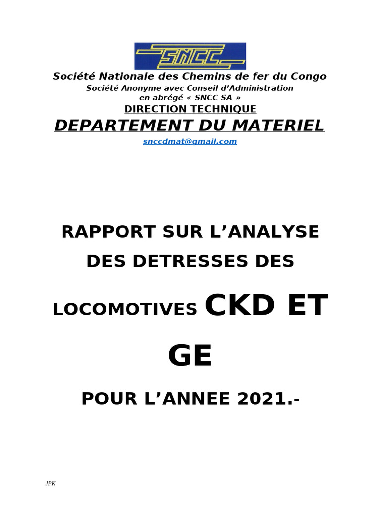 Analyse des pannes locomotives CKD 2021 | PDF | Pompe | Équipement