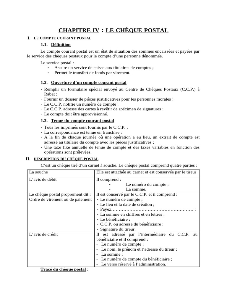 Guide sur le Chèque Postal en Tunisie | PDF | Chèque | Virement bancaire