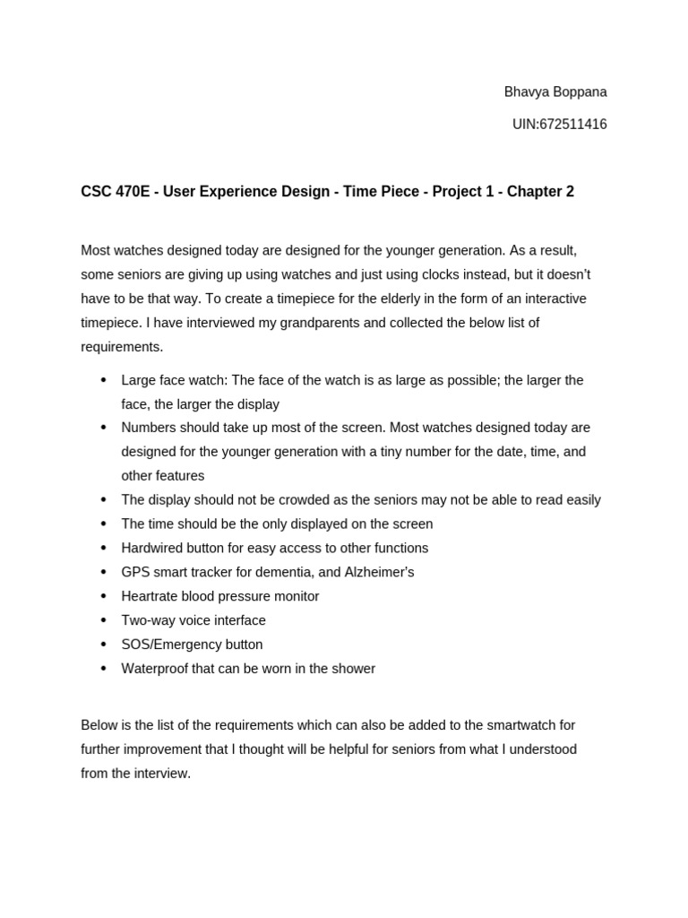CSC 470E - User Experience Design - Project 1 - Chapter 2 | PDF ...