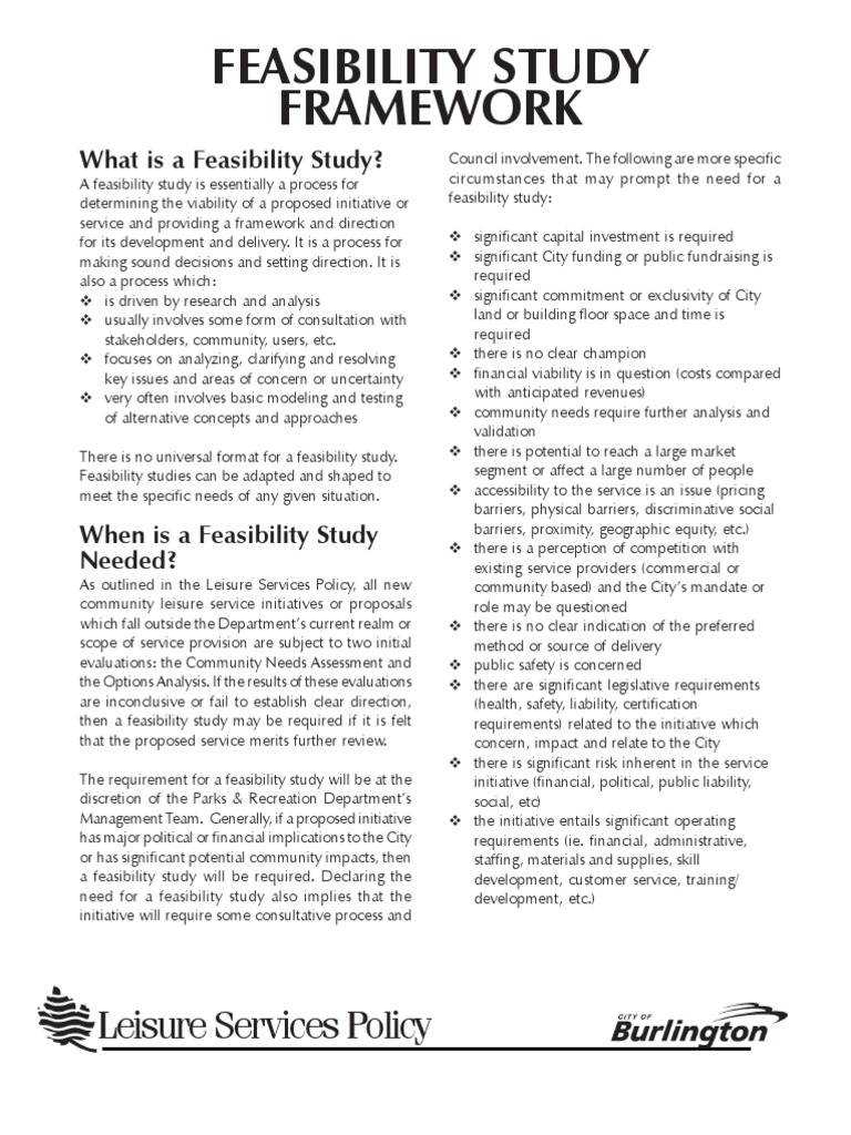 Feasibility Study Framework | PDF | Feasibility Study | Community