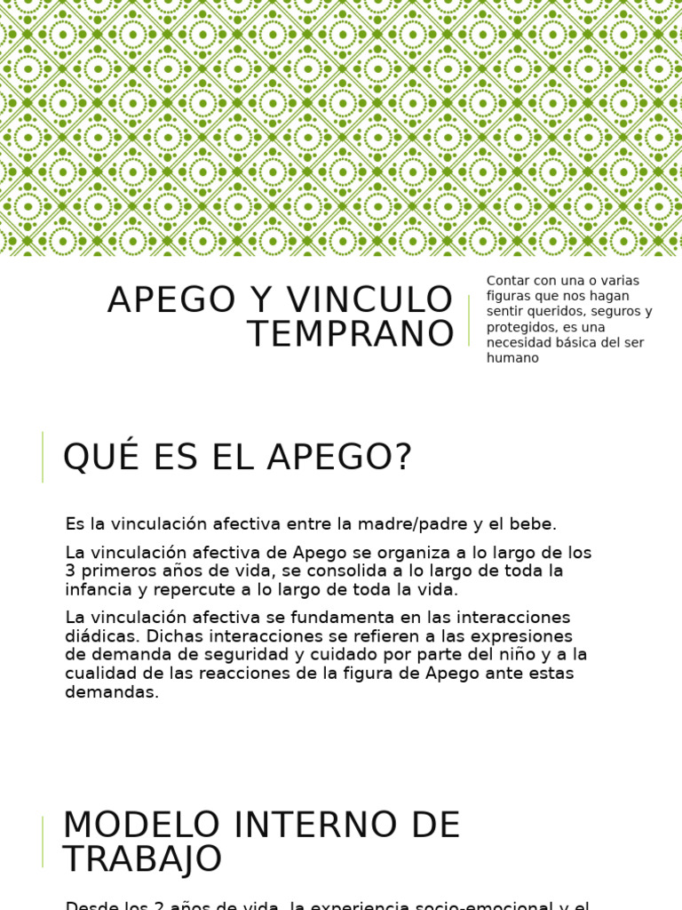 Apego y Vinculo Temprano | PDF | Teoría de apego | Las emociones