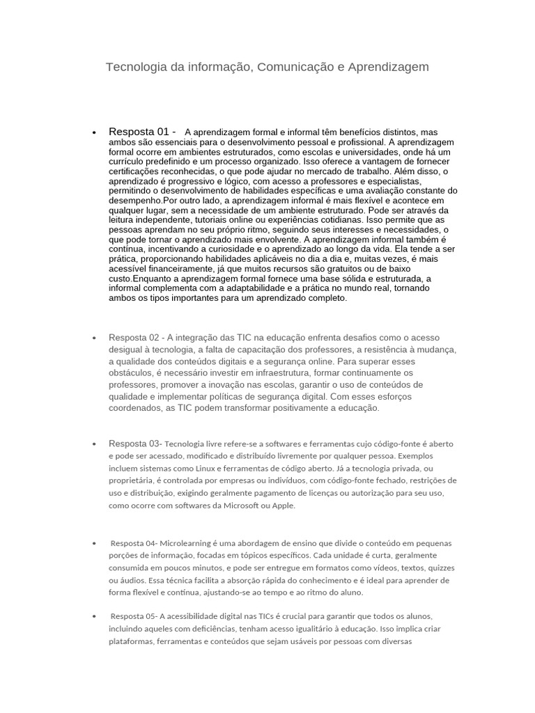 Aprendizagem e TIC na Educação Moderna | PDF | Aprendizado | Tecnologia ...