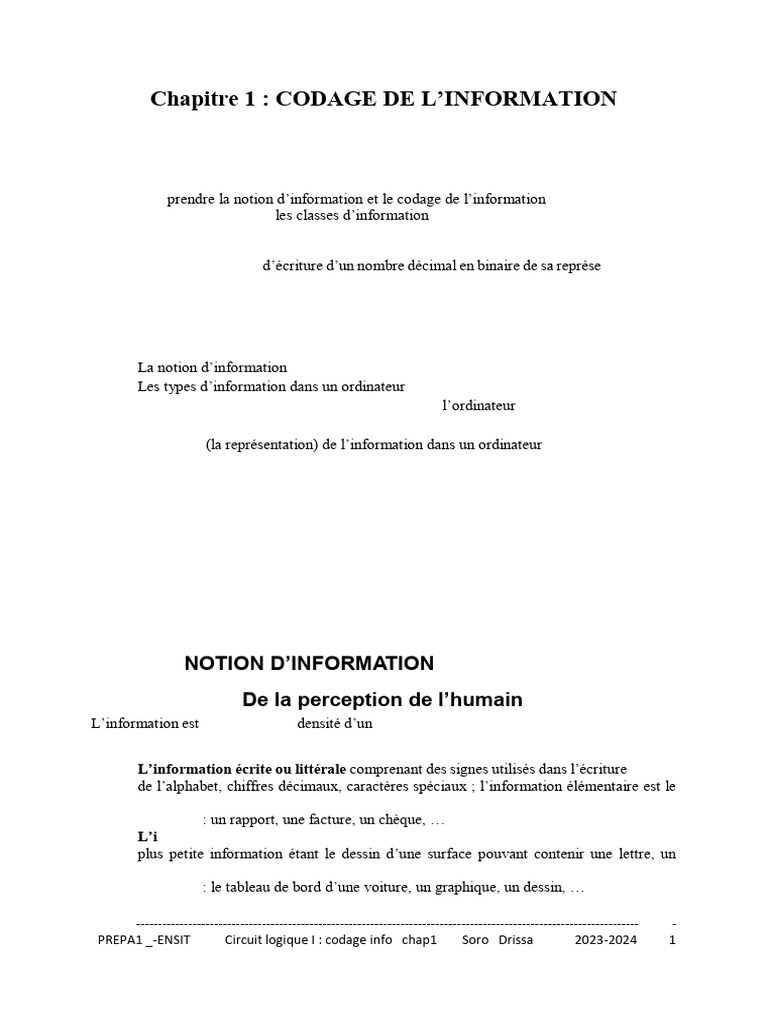 Codage de l'information en informatique | PDF | Théorie du calcul ...