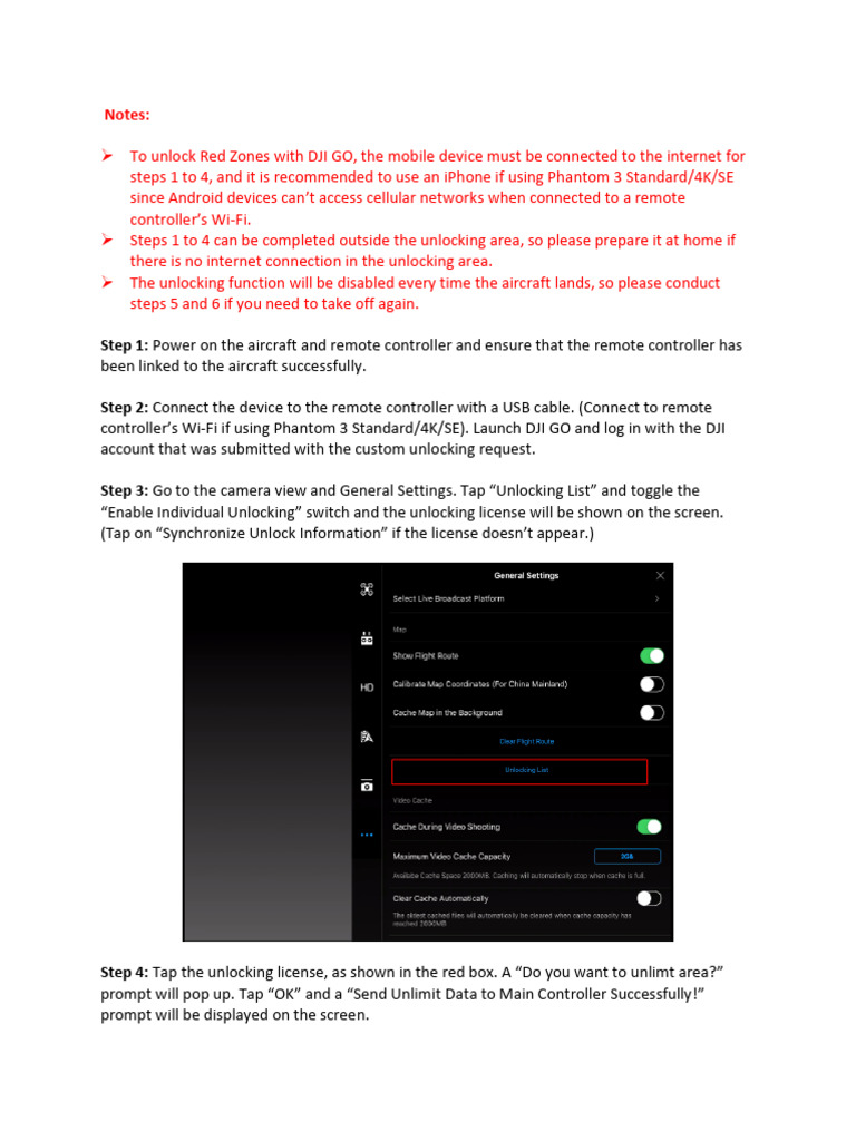 Unlocking Steps For DJI GO - iOS | PDF | Smartphone | Mobile Computers