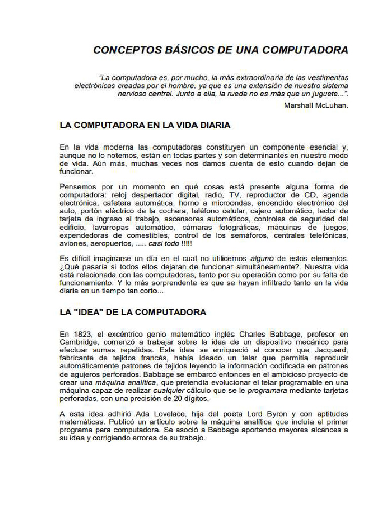 Conceptos Basicos de Una Computadora | PDF