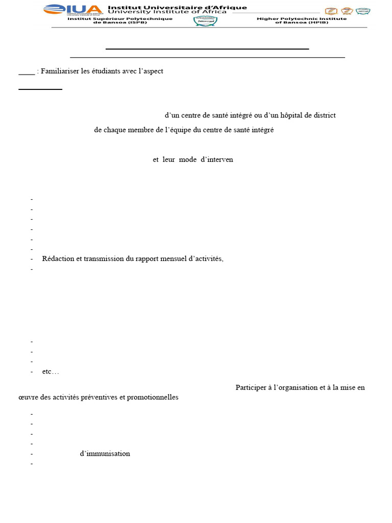 Objectifs de stage en santé communautaire | PDF | Allaitement | Médecine