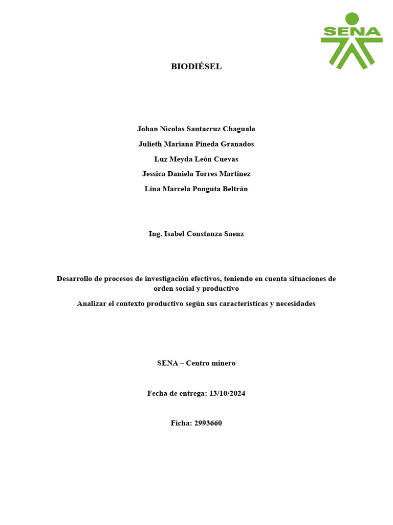 Diagnostico Del Biodisel | PDF | Biodiésel | Biocombustible