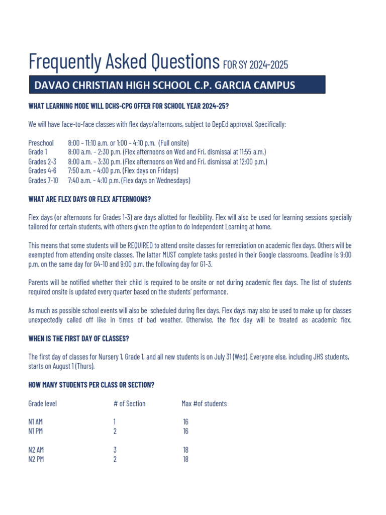 DCHS FAQs SY 2024 - 25 | PDF | Blouse | Clothing