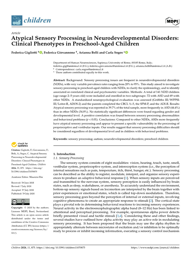 Atypical Sensory Processing | PDF | Autism Spectrum | Human Diseases ...