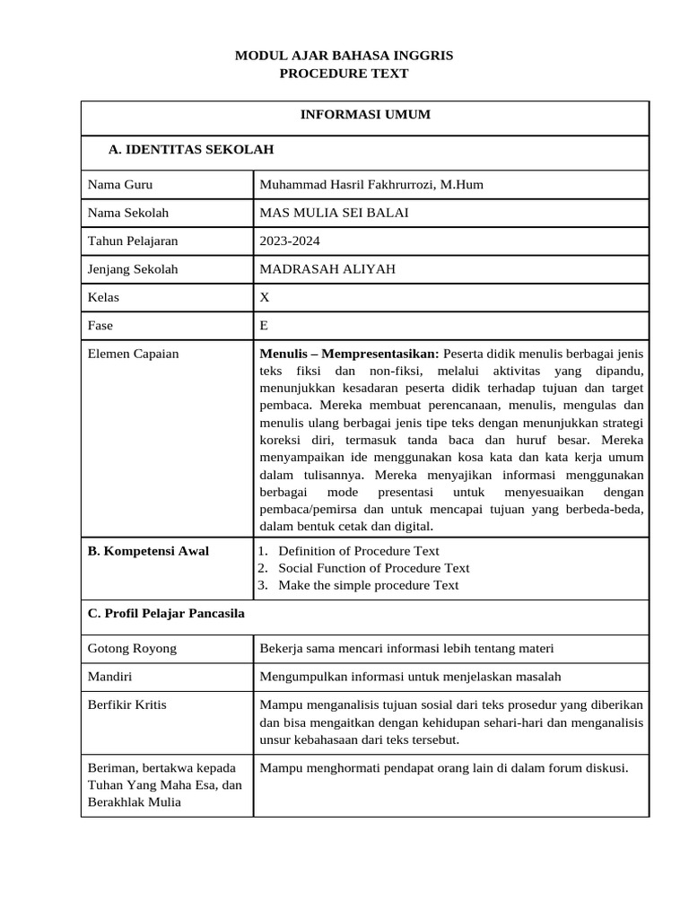 Modul Procedure Text Ok | PDF