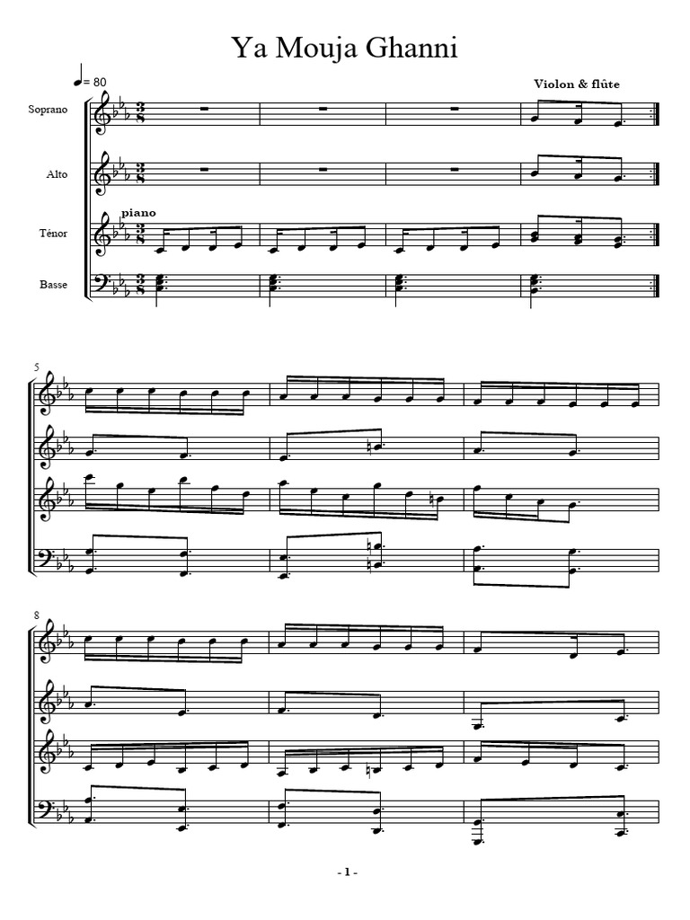 Ya Mouja Ghanni Music Sheet | PDF