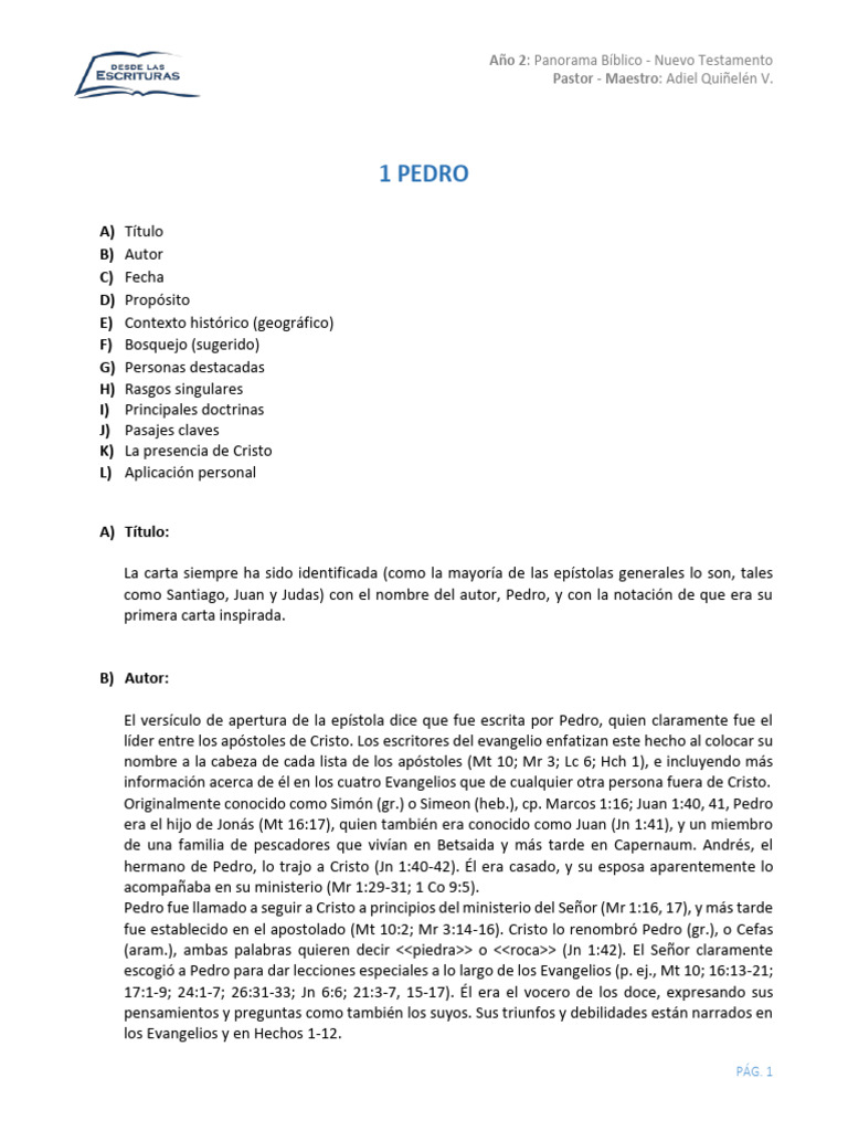 1 Pedro | PDF | San Pedro | Jesús