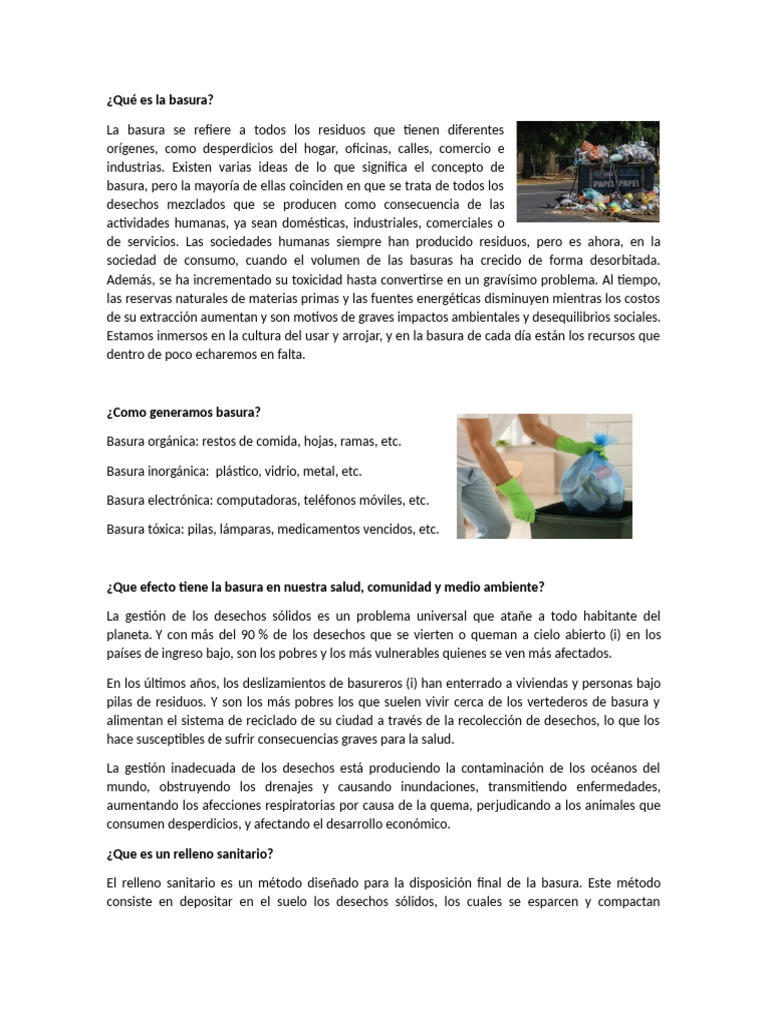 Impacto de la Basura en Salud y Medio Ambiente | PDF | Residuos | Vertedero