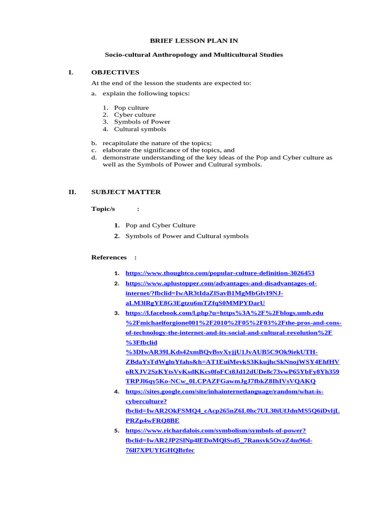 LP Socio Cultural Anthropology and Multicultural Studies | PDF | Human ...