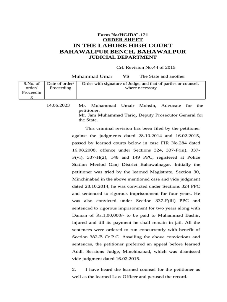 CRL Revision No.44 of 2015 | PDF | Crimes | Crime & Violence