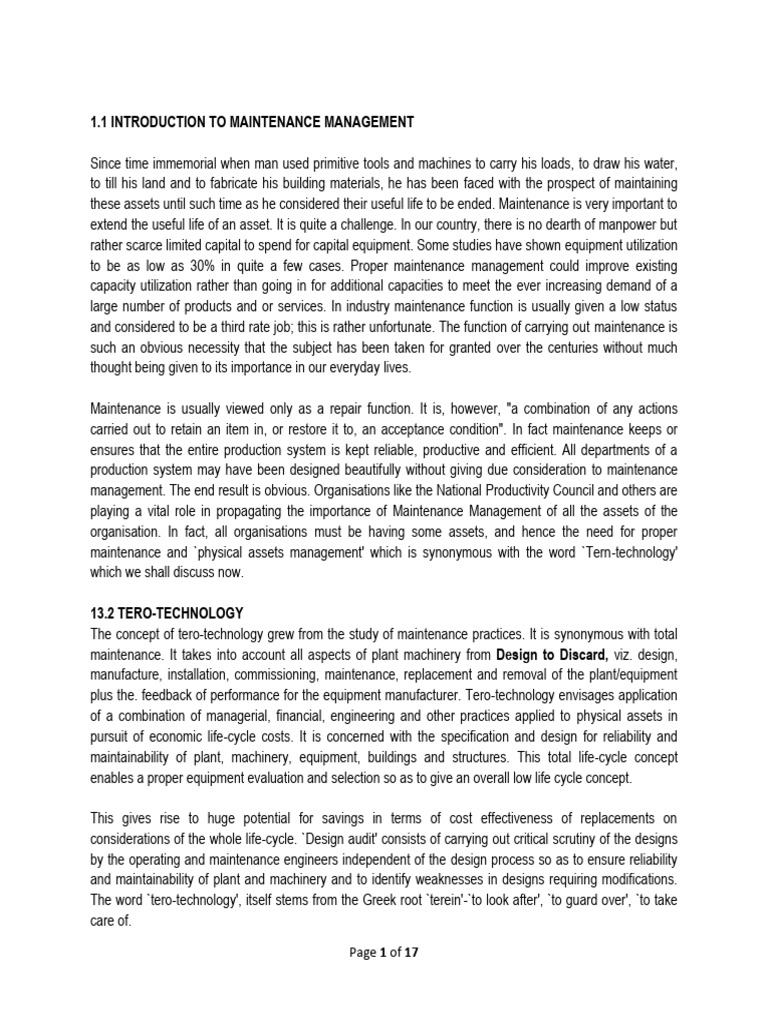 Maintenance Management Essentials | PDF | Reliability Engineering