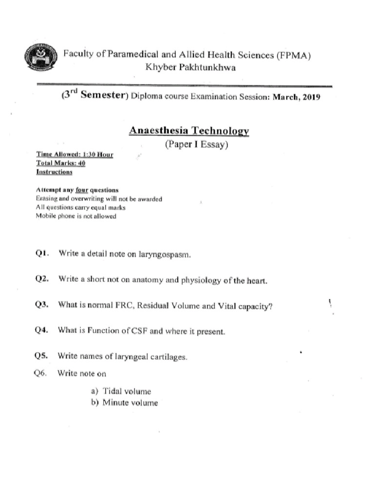 Anesthesia 3rd Semester by Rashid Jan | PDF