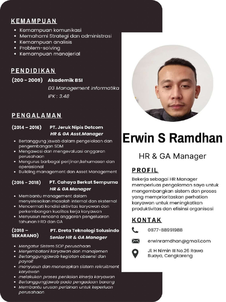 Erwin S Ramdhan People Manager Resume | PDF