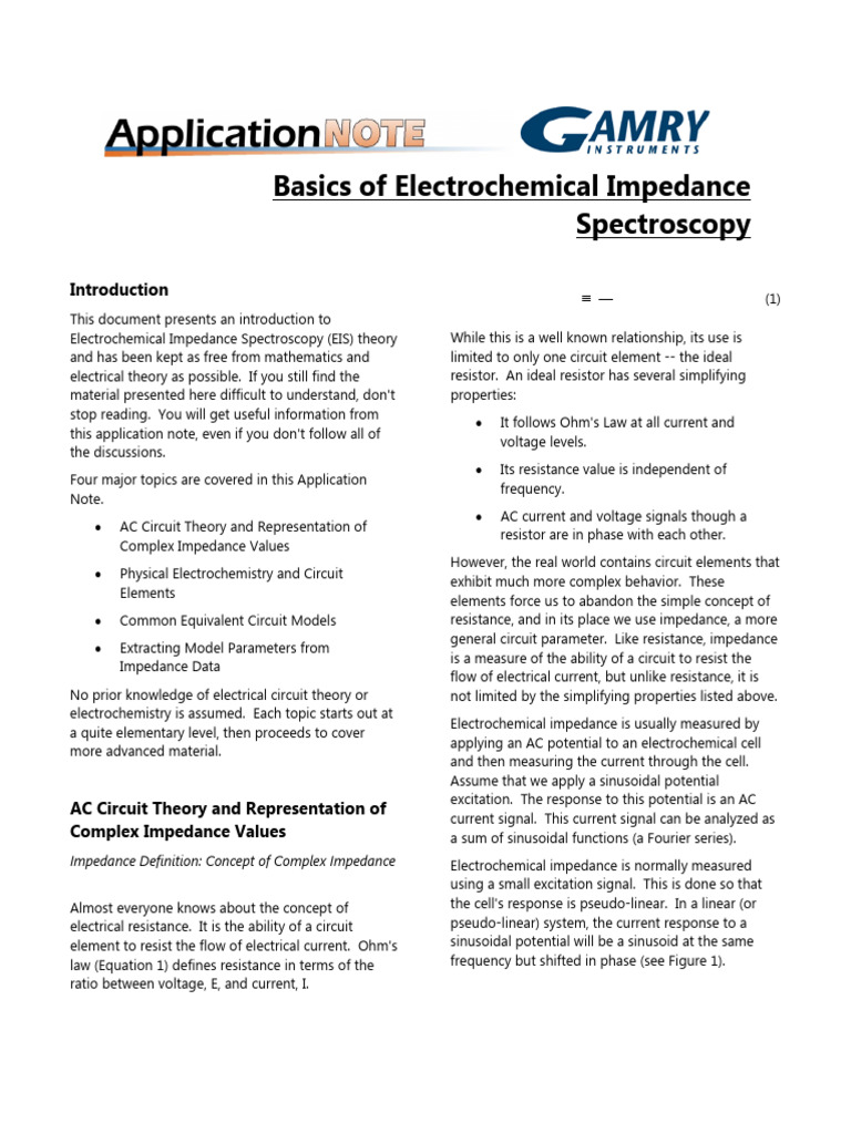 Intro to Electrochemical Impedance | PDF | Electrical Impedance | Capacitor