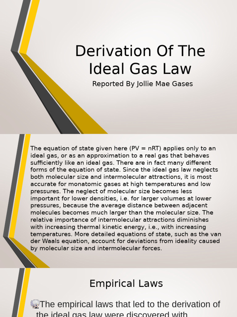 Ideal Gas Law Derivation Explained | PDF | Gases | Temperature