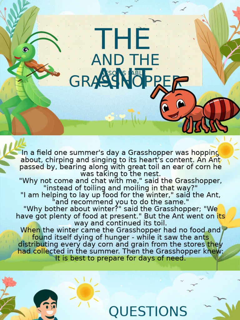 The Ant and the Grasshopper Fable | PDF | Sentence (Linguistics ...