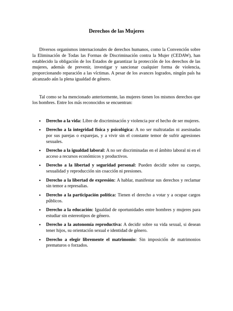 Derechos de Las Mujeres | PDF | Estudios de género | Igualdad de género