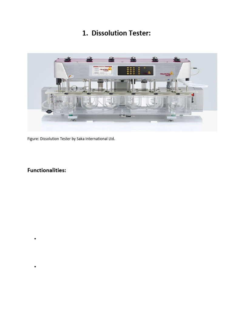 Dissolution Tester Overview and Functions | PDF | Ultraviolet–Visible ...