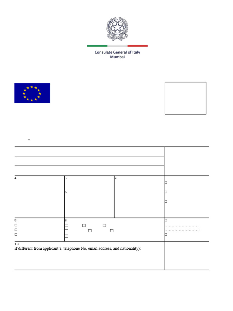 VISA Application Form ITA 2024 Mumbai (English Version) 2 | PDF ...