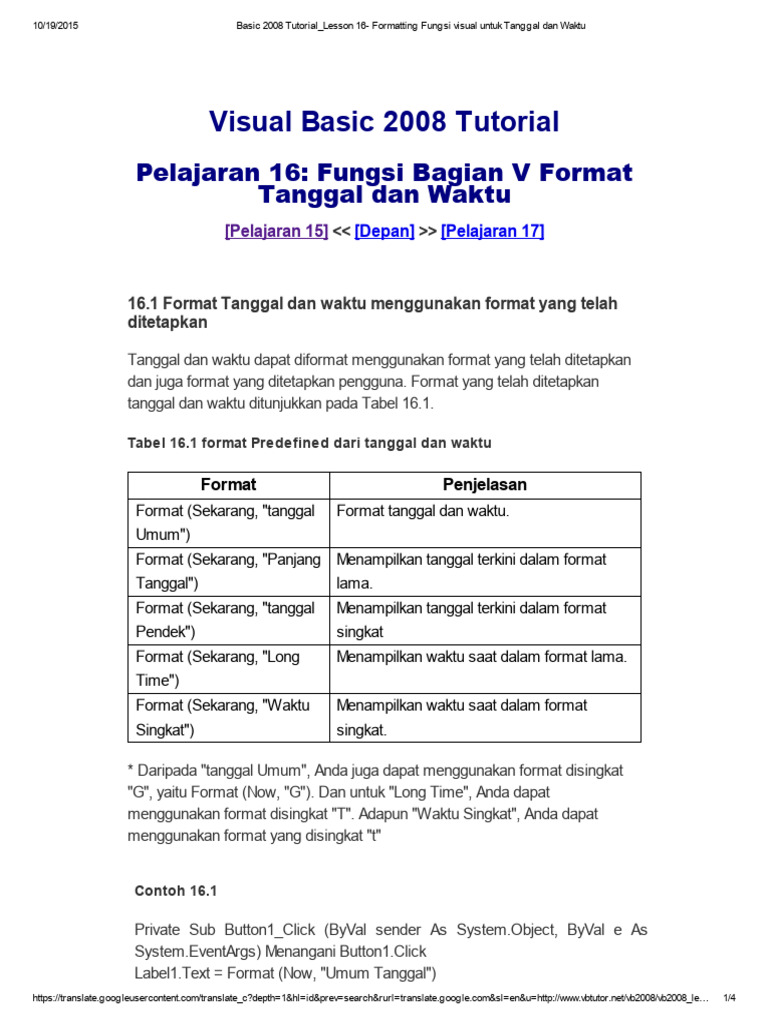 Basic 2008 Tutorial - Lesson 16 - Formatting Fungsi Visual Untuk ...