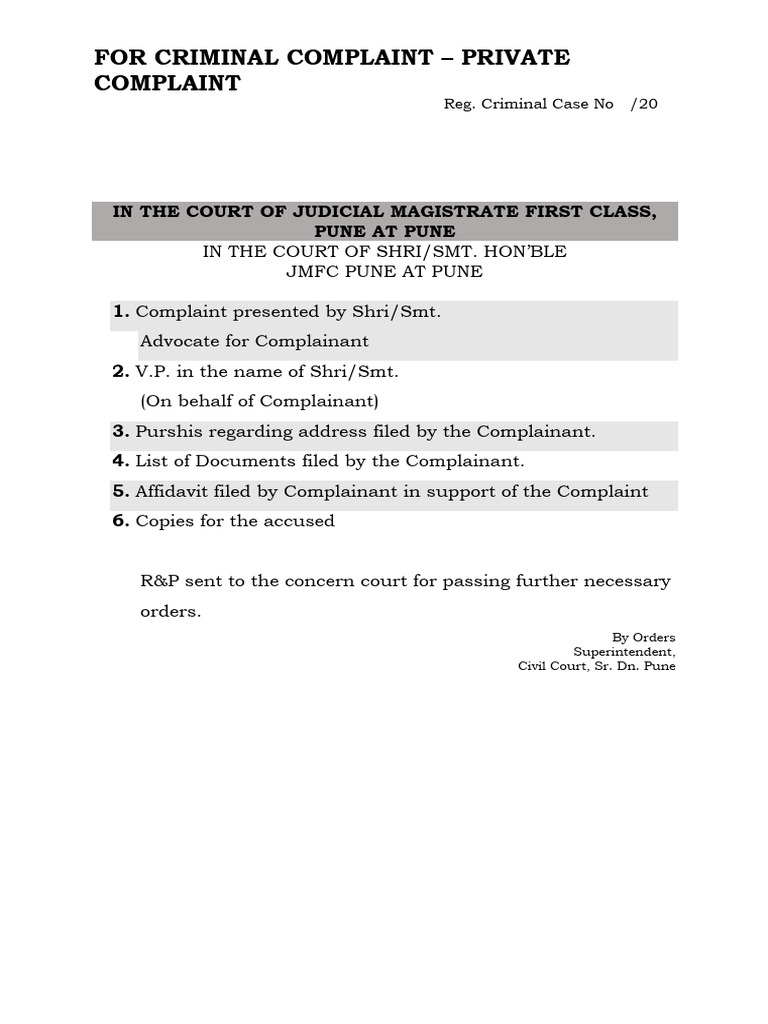 Complaint Format | PDF