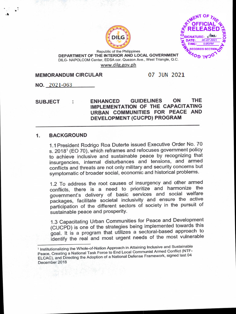 DILG MC 2021-063 Enhanced Guidelines on the Implementation of the ...