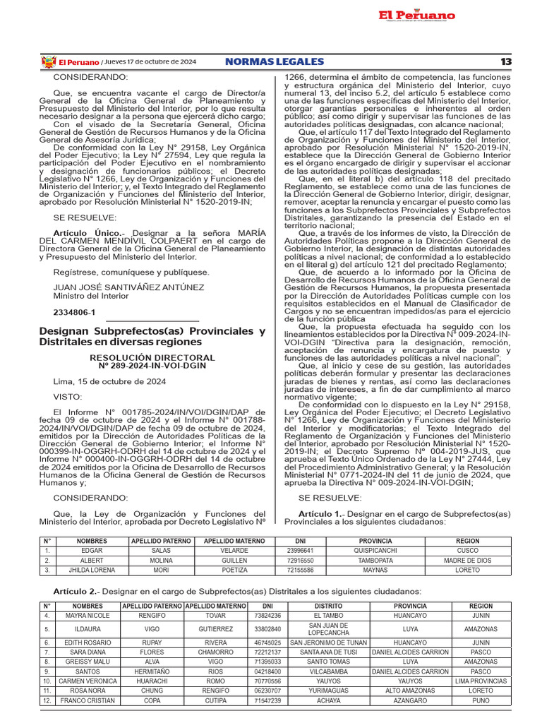 Designación de María Mendivil en DGIN | PDF | Ministerio (Departamento ...