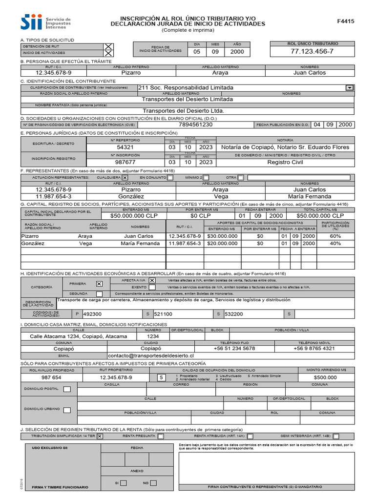 F4415.PDF Transportes Del Desierto Limitada | PDF | Impuestos ...