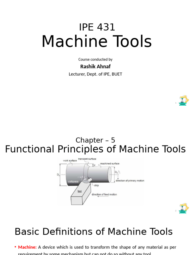 Machine Tools: Principles & Functions | PDF | Machining | Machine Tool