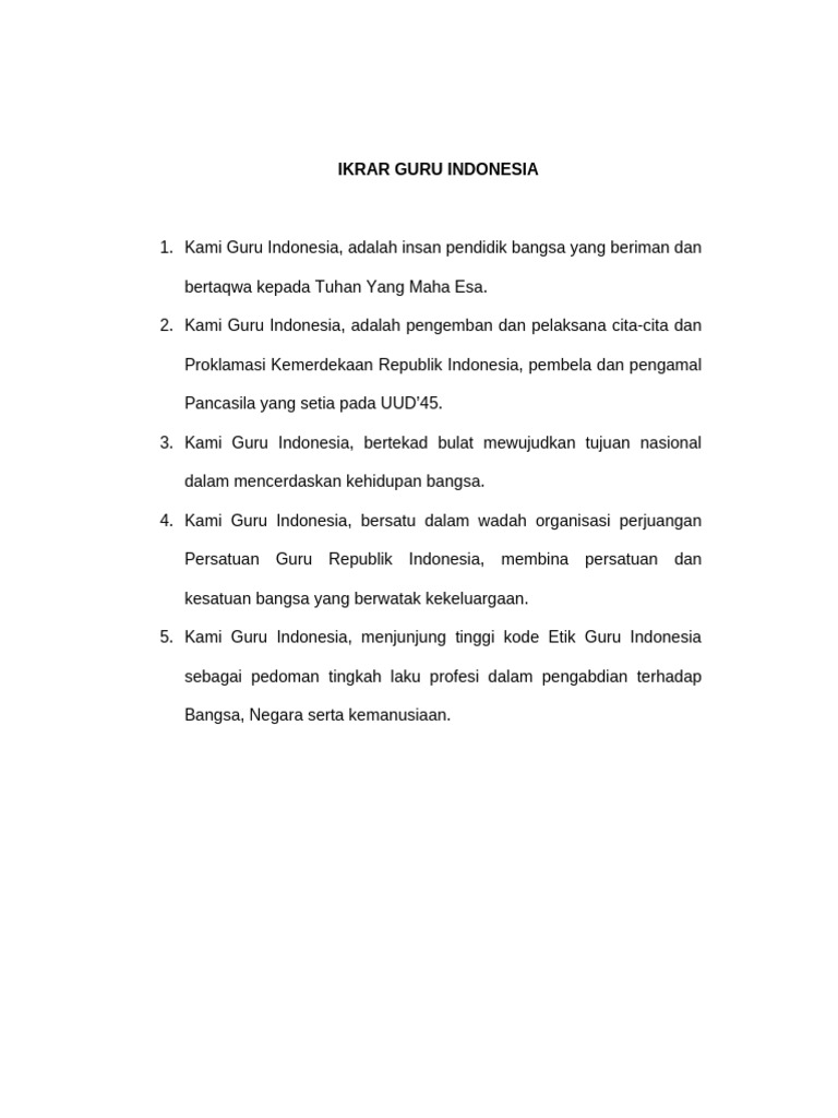 Ikrar dan Etika Guru Indonesia | PDF