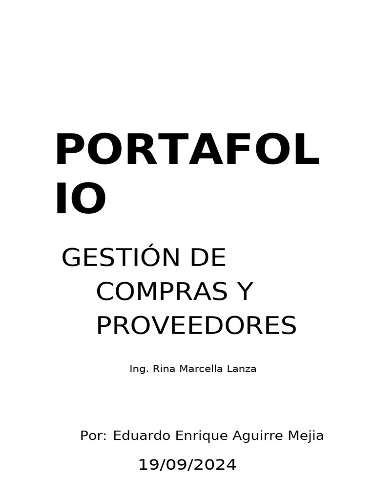 Portafolio Gestion de Compras y Proveedores | PDF | Business | Calidad ...