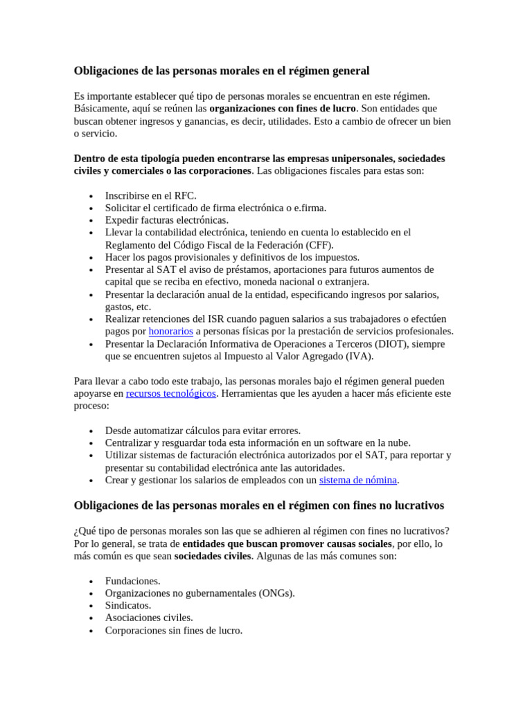 Obligaciones Fiscales de Personas Morales | PDF | Impuesto sobre la ...
