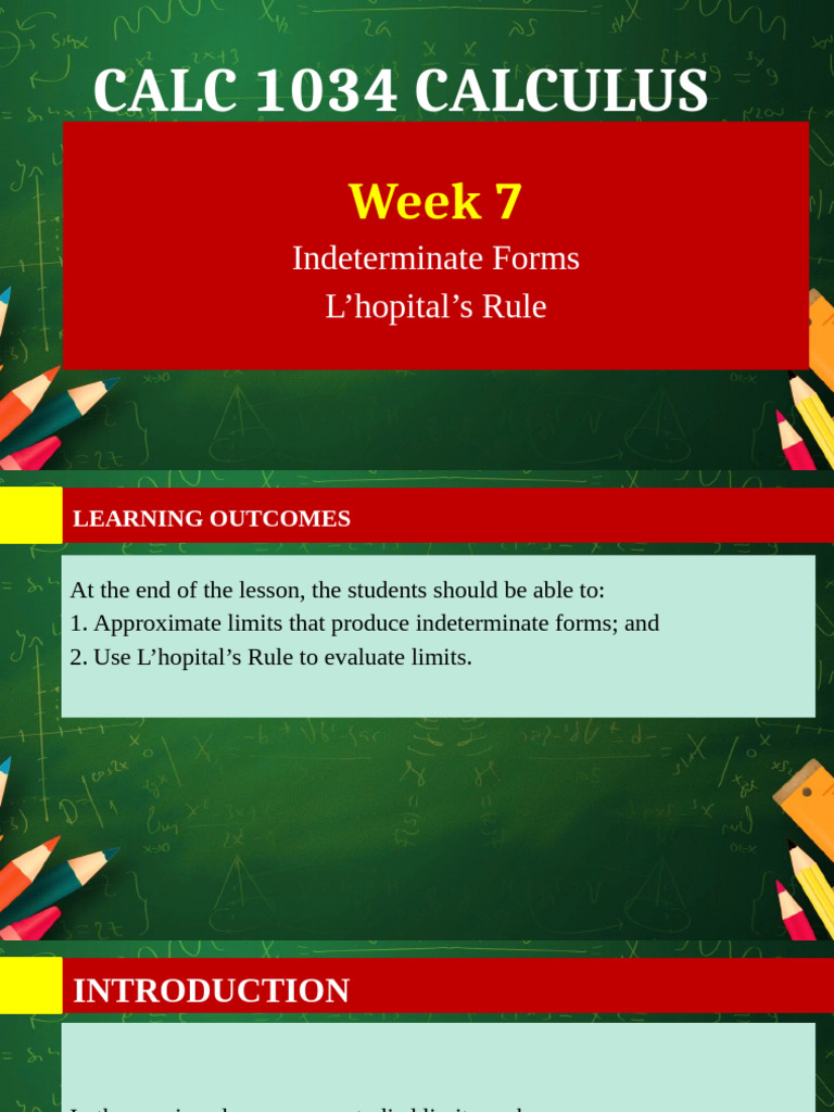 LMS Week 7 CALC 1034 LHopitals Rule 2 | PDF | Analysis | Real Analysis