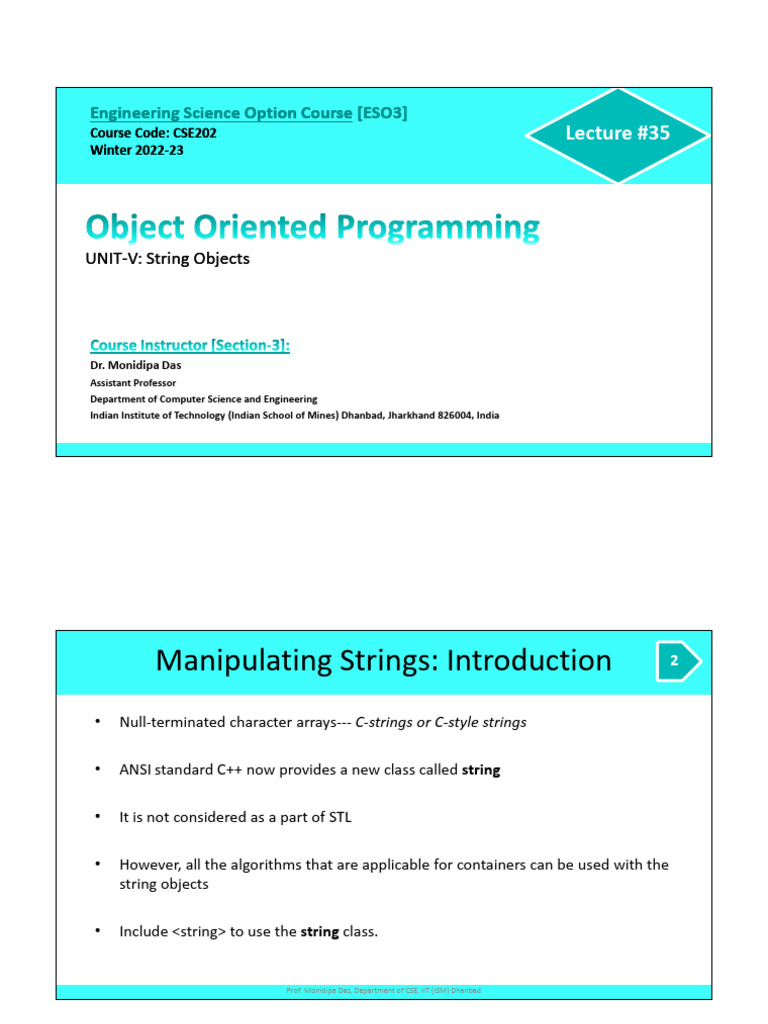 String Objects in C++: Manipulation Guide | PDF | String (Computer ...